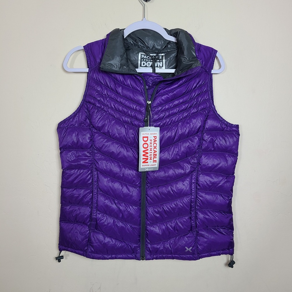 Xersion Packable Down Quilted‎ Puffer Vest Purple Womens M Travel Granola Girl